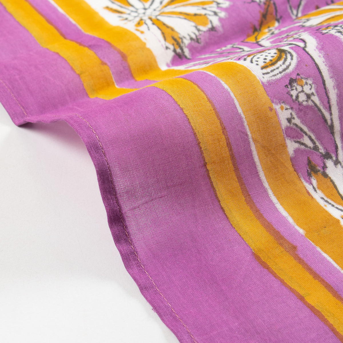 Purple Floral Block Printed Cotton Scarves For women