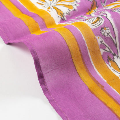 Purple Floral Block Printed Cotton Scarves For women