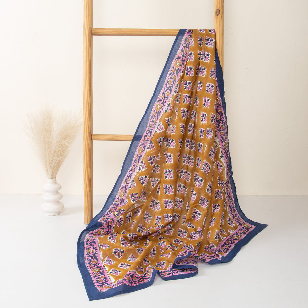 Cotton Hand Block Floral Printed Travel Scarf For Women &amp; Girls