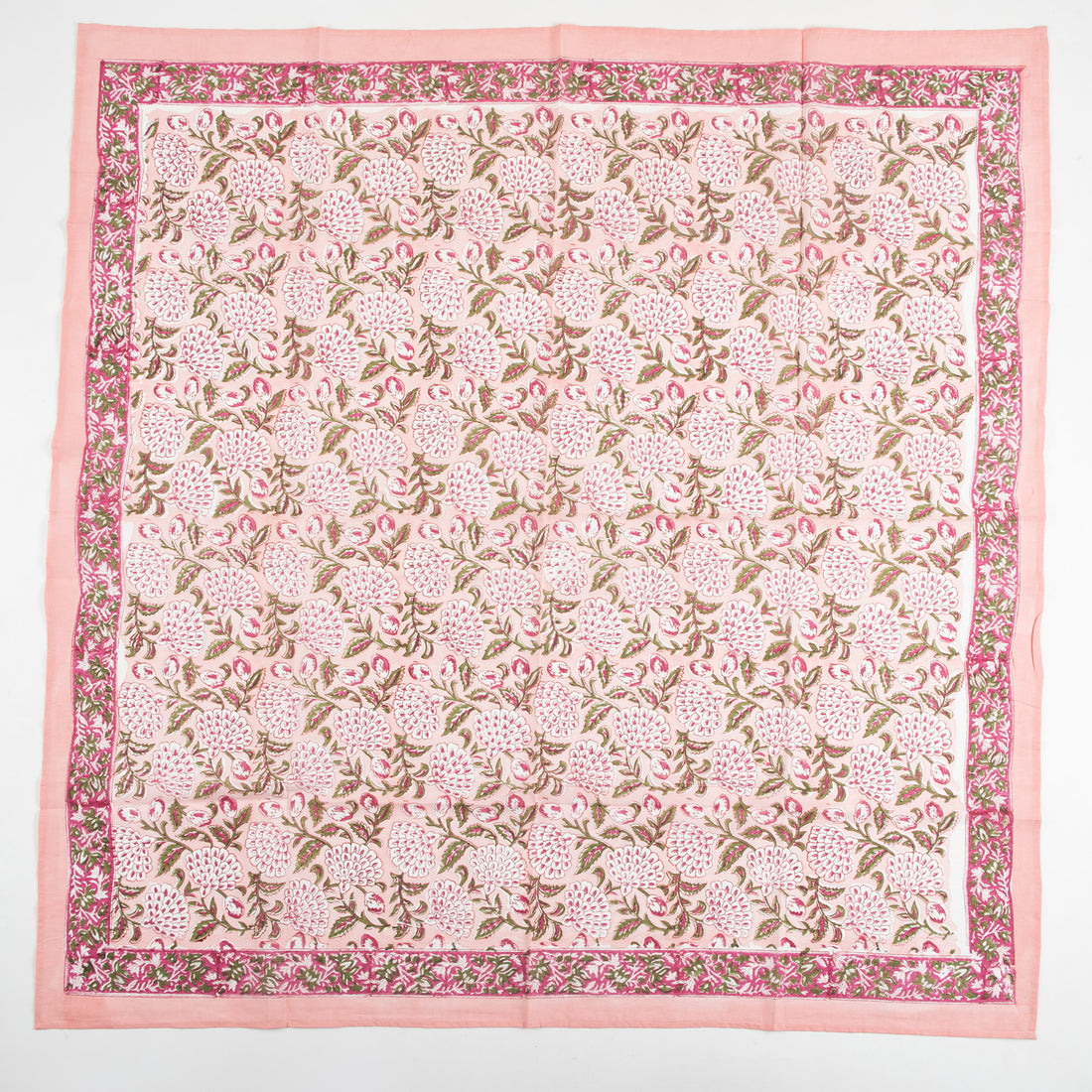 Pink Floral Sanganeri Hand Block Printed 100% Cotton Scarf