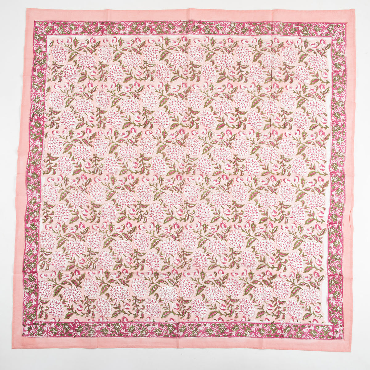 Pink Floral Sanganeri Hand Block Printed 100% Cotton Scarf