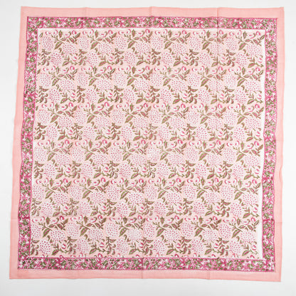 Pink Floral Sanganeri Hand Block Printed 100% Cotton Scarf