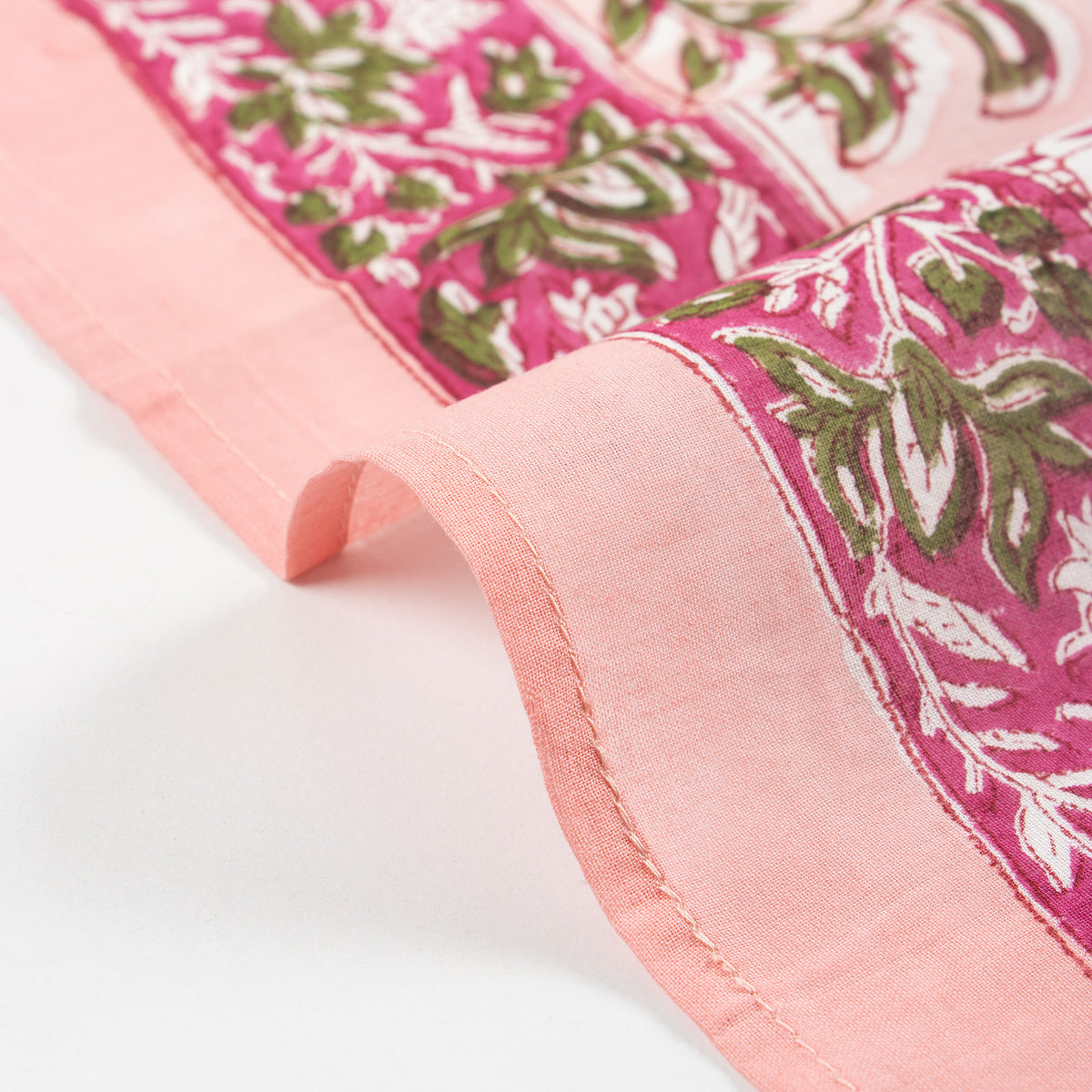 Pink Floral Sanganeri Hand Block Printed 100% Cotton Scarf