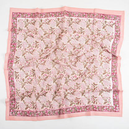 Pink Floral Sanganeri Hand Block Printed 100% Cotton Scarf