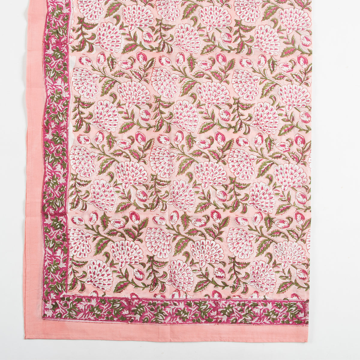 Pink Floral Sanganeri Hand Block Printed 100% Cotton Scarf