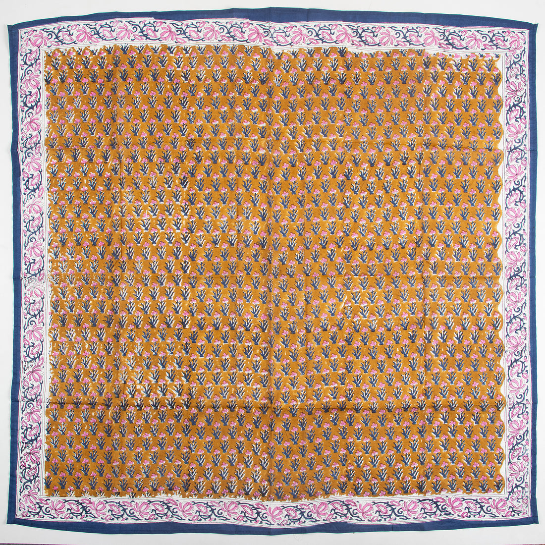 Brown Cotton Hand Printed Scarf For Outdoor