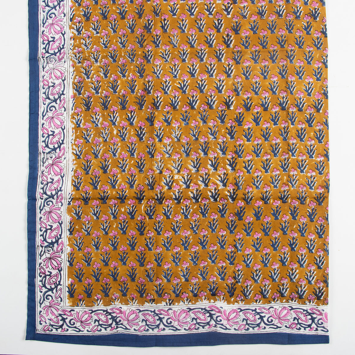 Brown Cotton Hand Printed Scarf For Outdoor