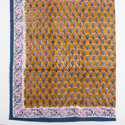 Brown Cotton Hand Printed Scarf For Outdoor