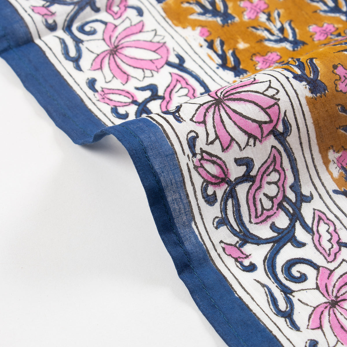 Brown Cotton Hand Printed Scarf For Outdoor