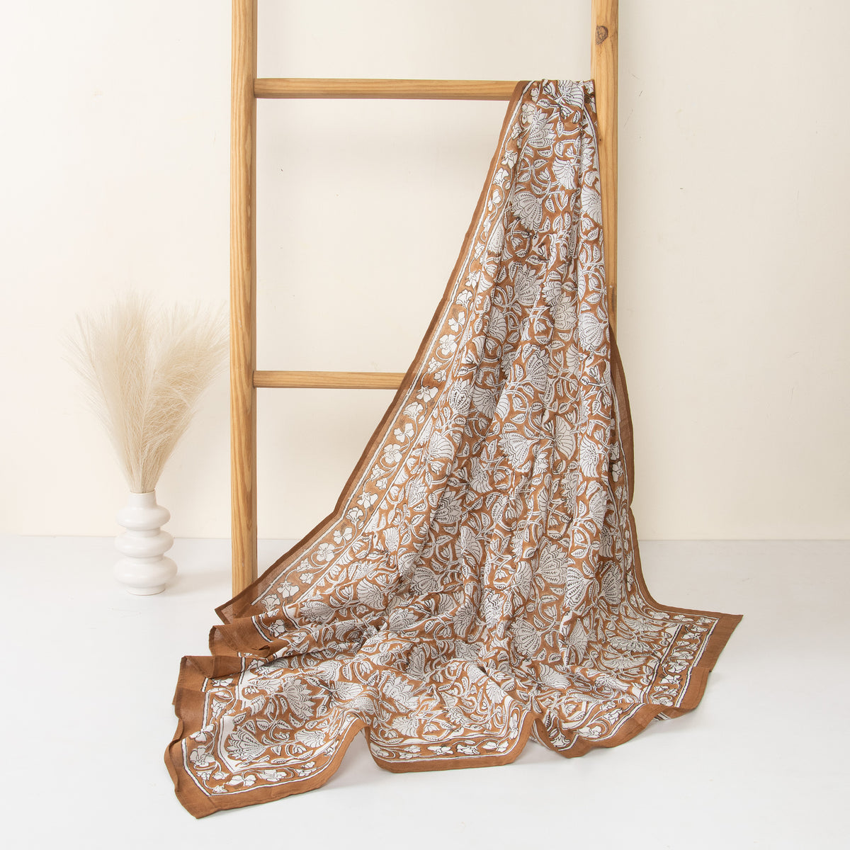 Women’s Vintage Hand Block Floral Print Scarf