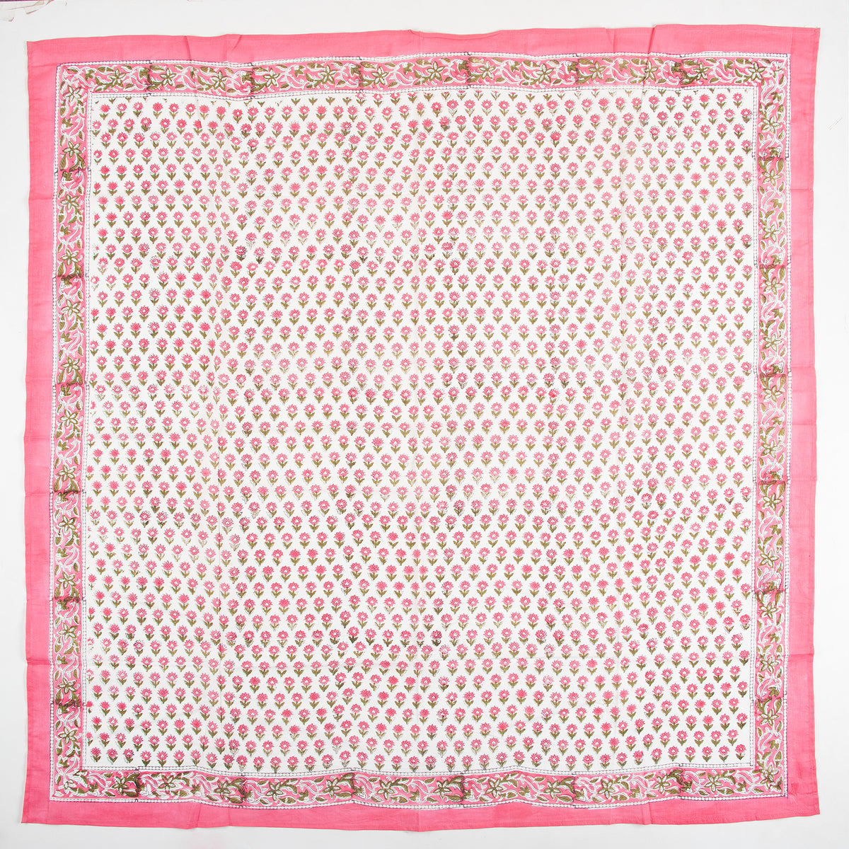 Indian Pink Floral Printed Soft Breathable Cotton Scarf for Women