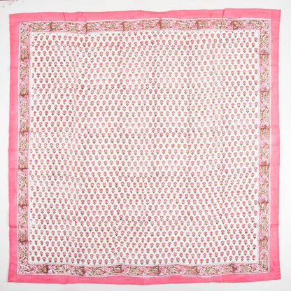 Indian Pink Floral Printed Soft Breathable Cotton Scarf for Women