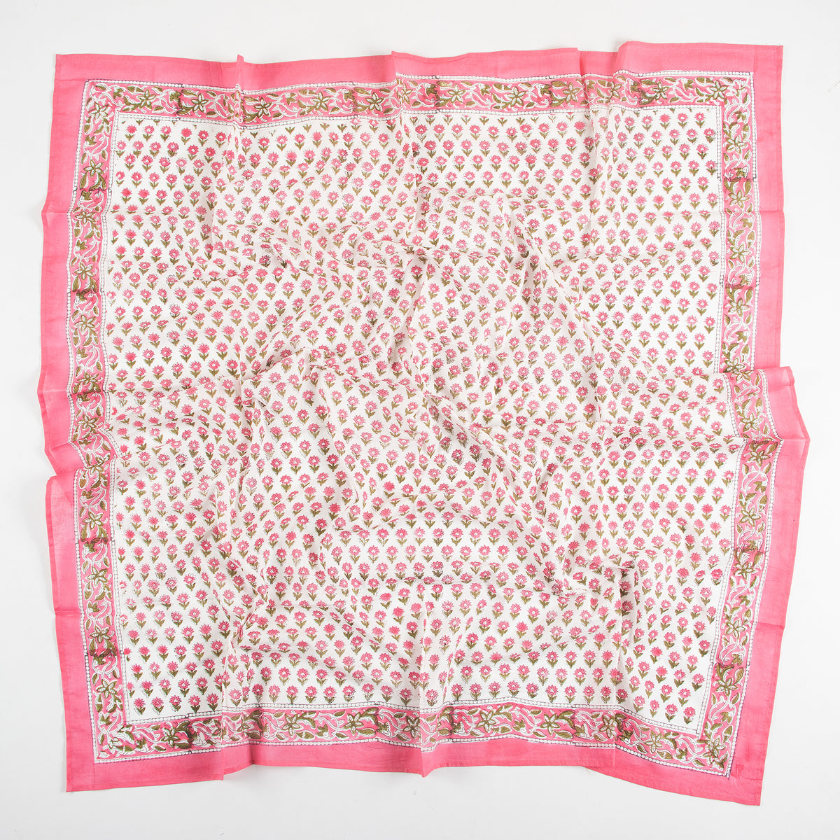 Indian Pink Floral Printed Soft Breathable Cotton Scarf for Women
