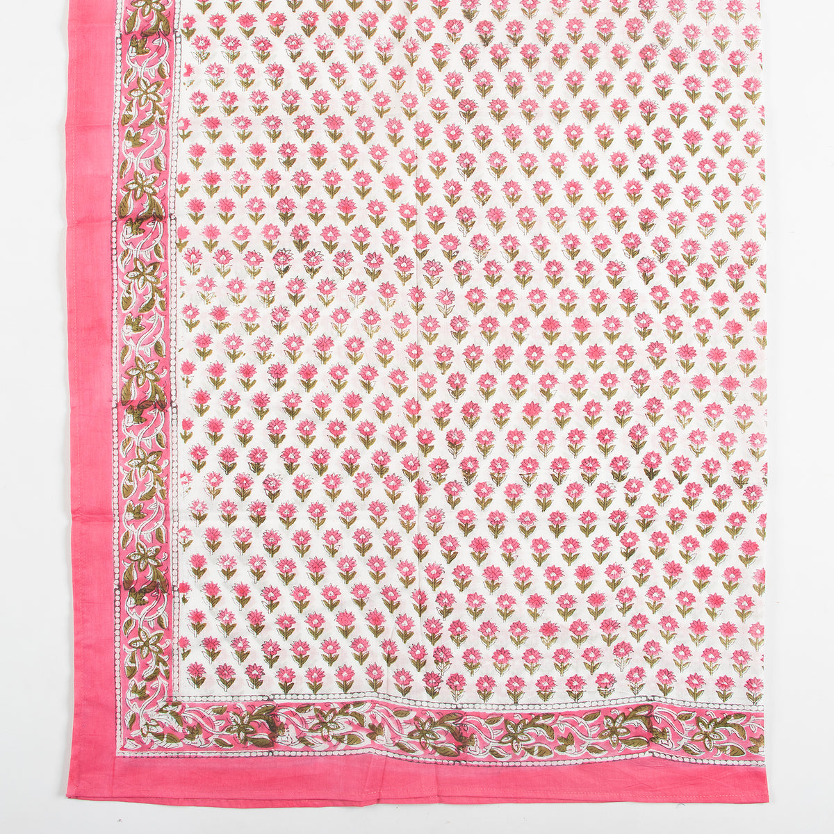 Indian Pink Floral Printed Soft Breathable Cotton Scarf for Women