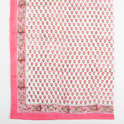 Indian Pink Floral Printed Soft Breathable Cotton Scarf for Women