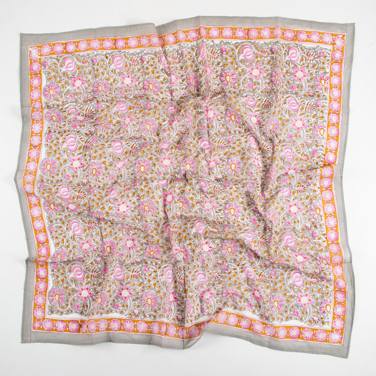 New Hand Block Floral Printed Cotton Neck Scarf