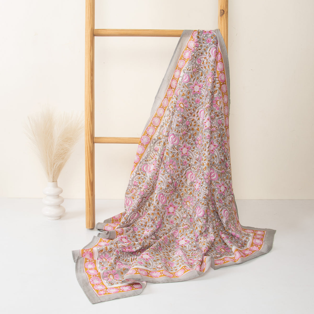 New Hand Block Floral Printed Cotton Neck Scarf