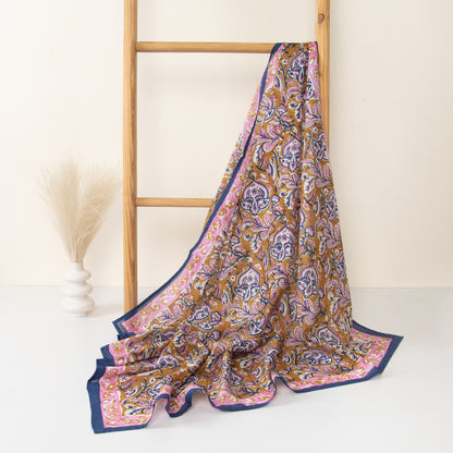 Multicolor Paisley Floral Printed Cotton Scarf for Women