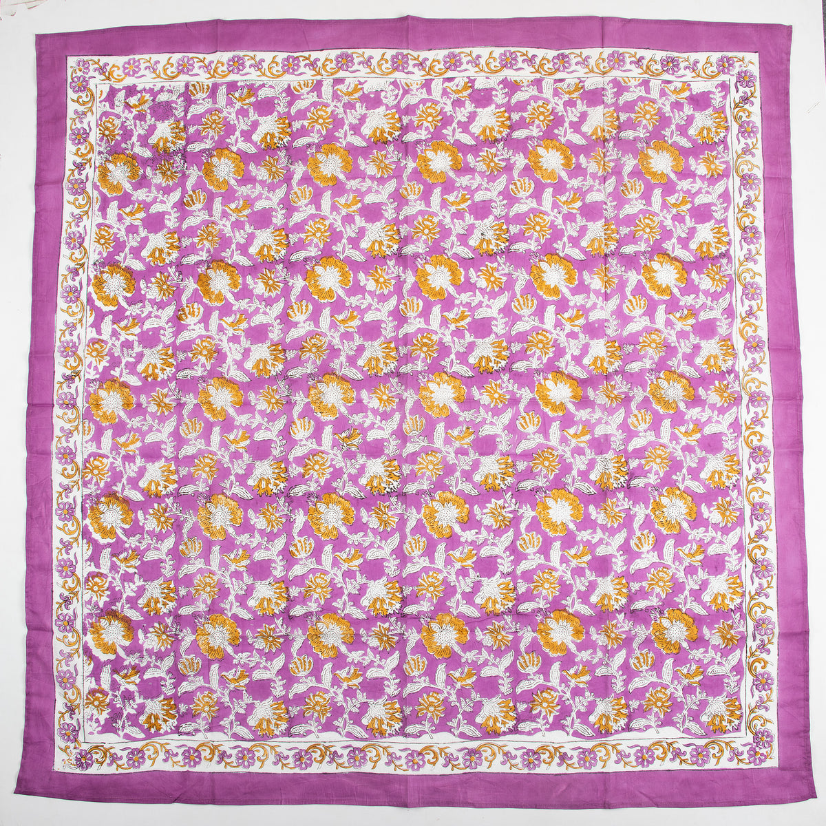 Purple Elegant Lightweight Traditional Floral Printed Cotton Scarf