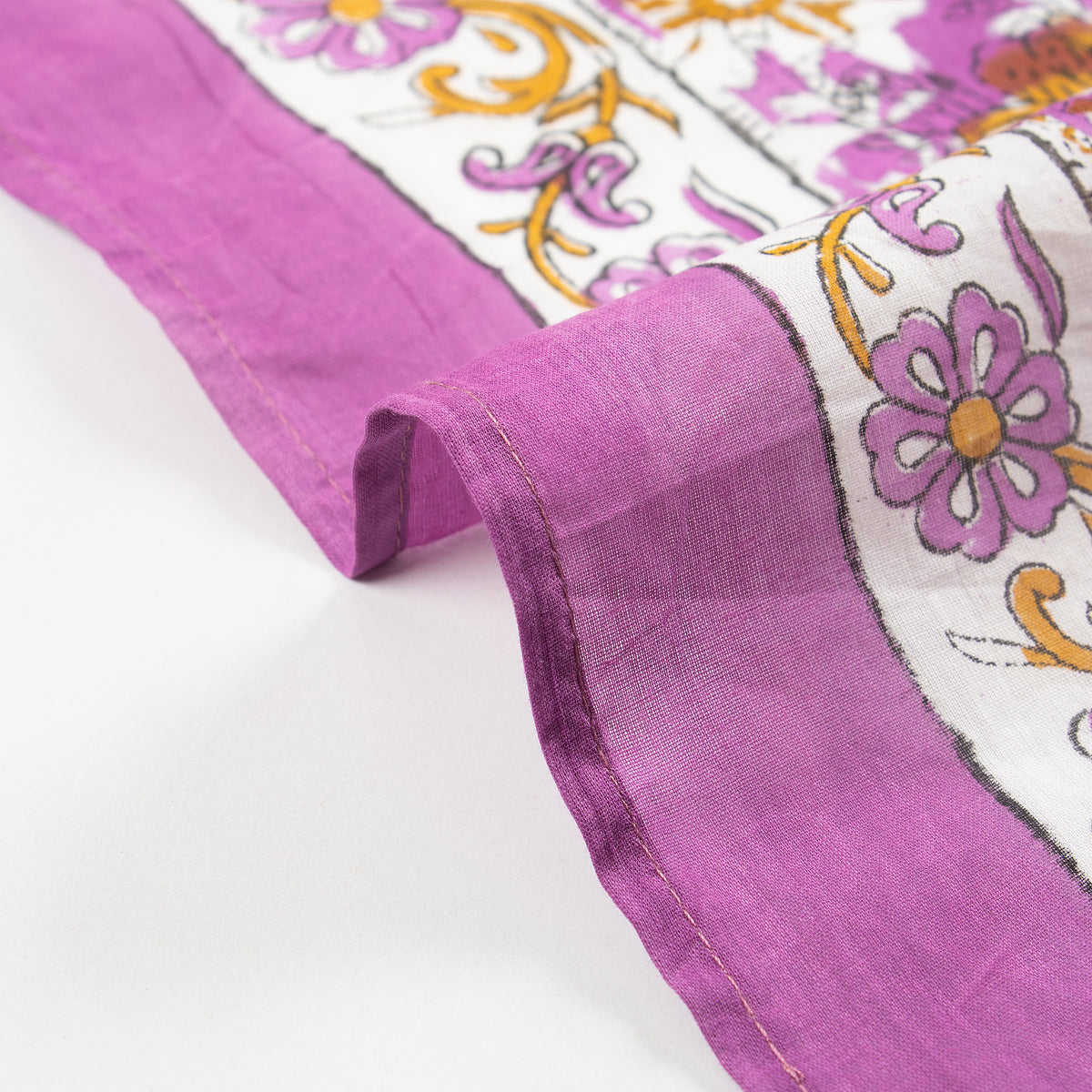 Purple Elegant Lightweight Traditional Floral Printed Cotton Scarf