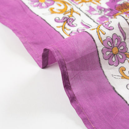 Purple Elegant Lightweight Traditional Floral Printed Cotton Scarf