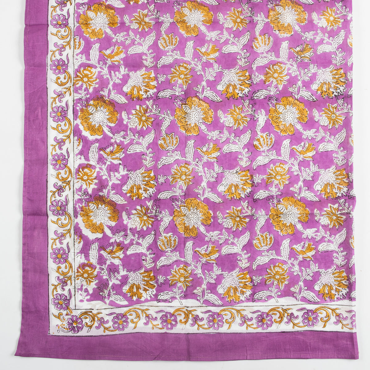 Purple Elegant Lightweight Traditional Floral Printed Cotton Scarf