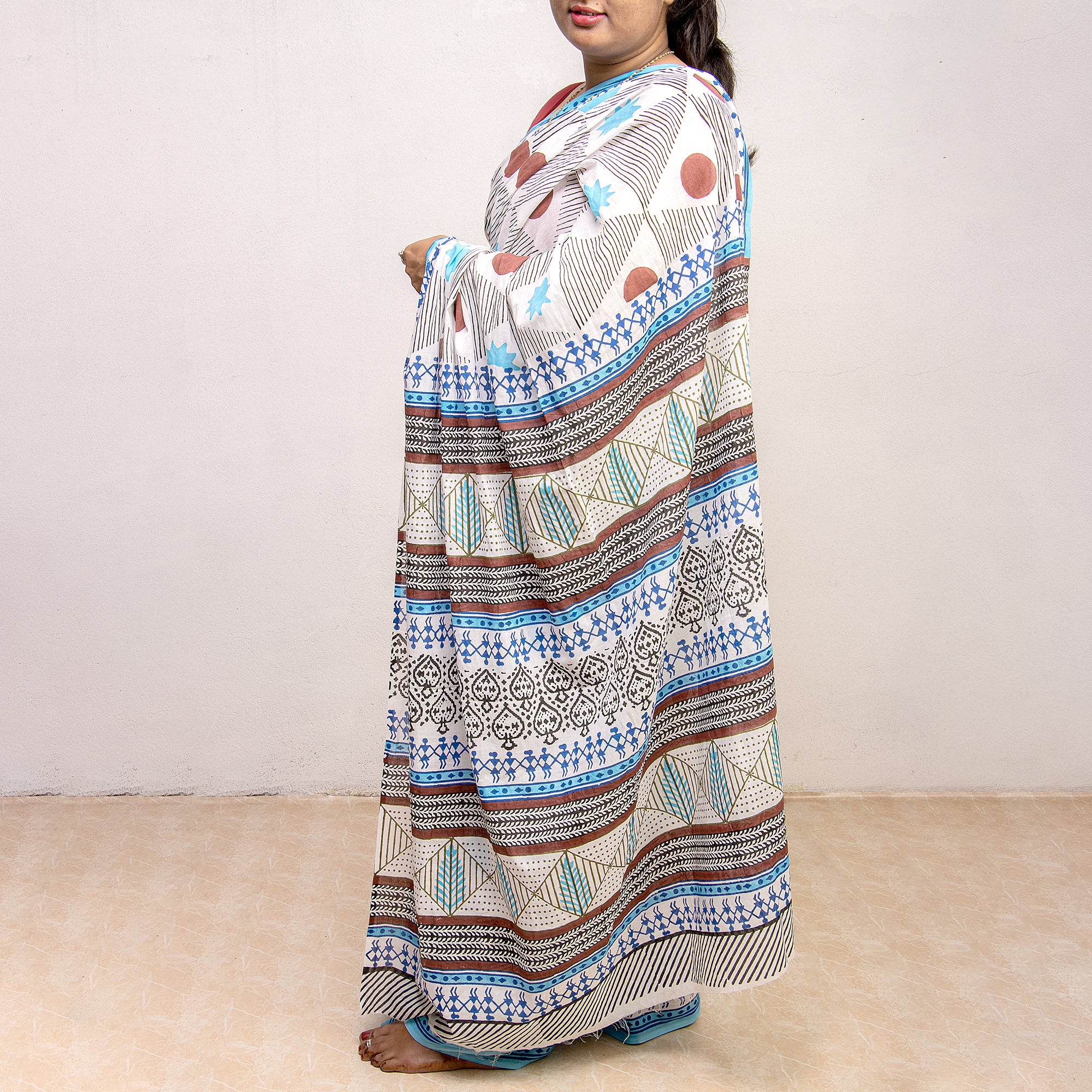 Hand Block Printed Pure Cotton Saree – Craftsmoda