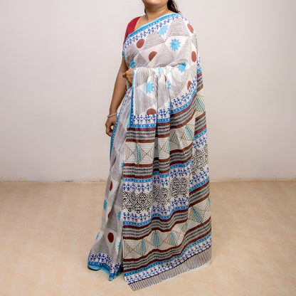 Traditional Block Print Cotton Sarees Rajasthani