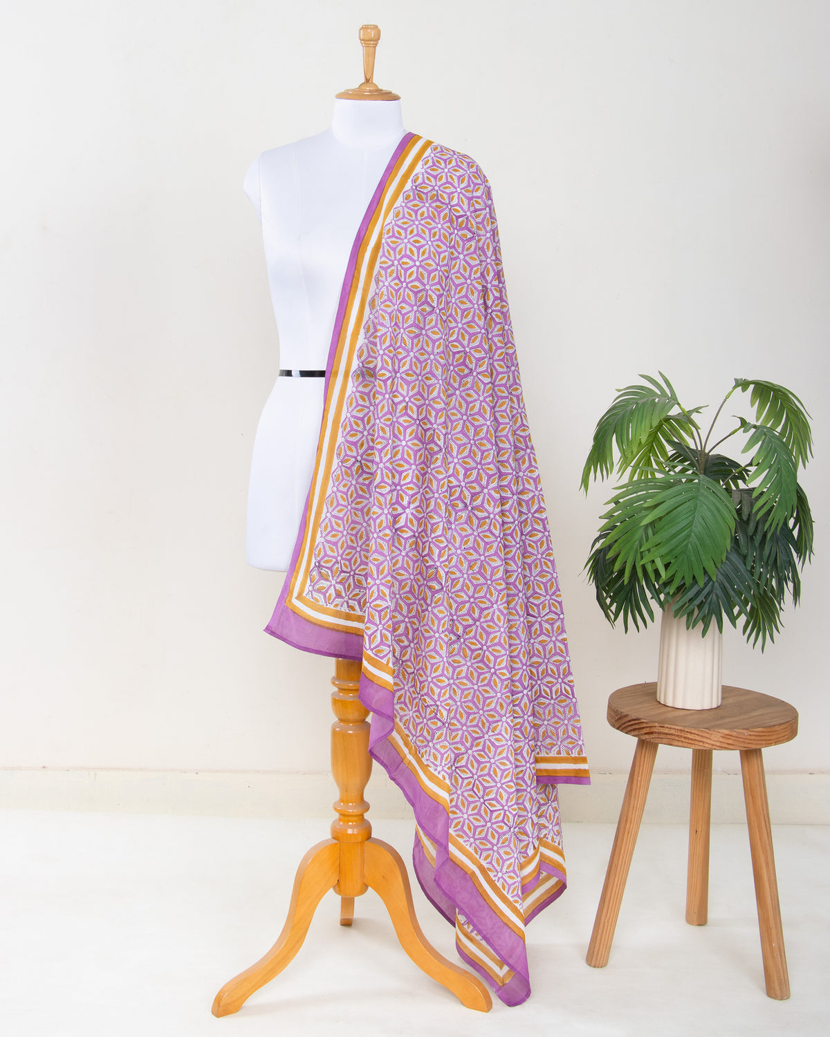 Purple Hand Printed Cotton Sarong for Women