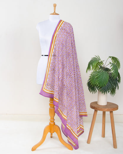 Purple Hand Printed Cotton Sarong for Women