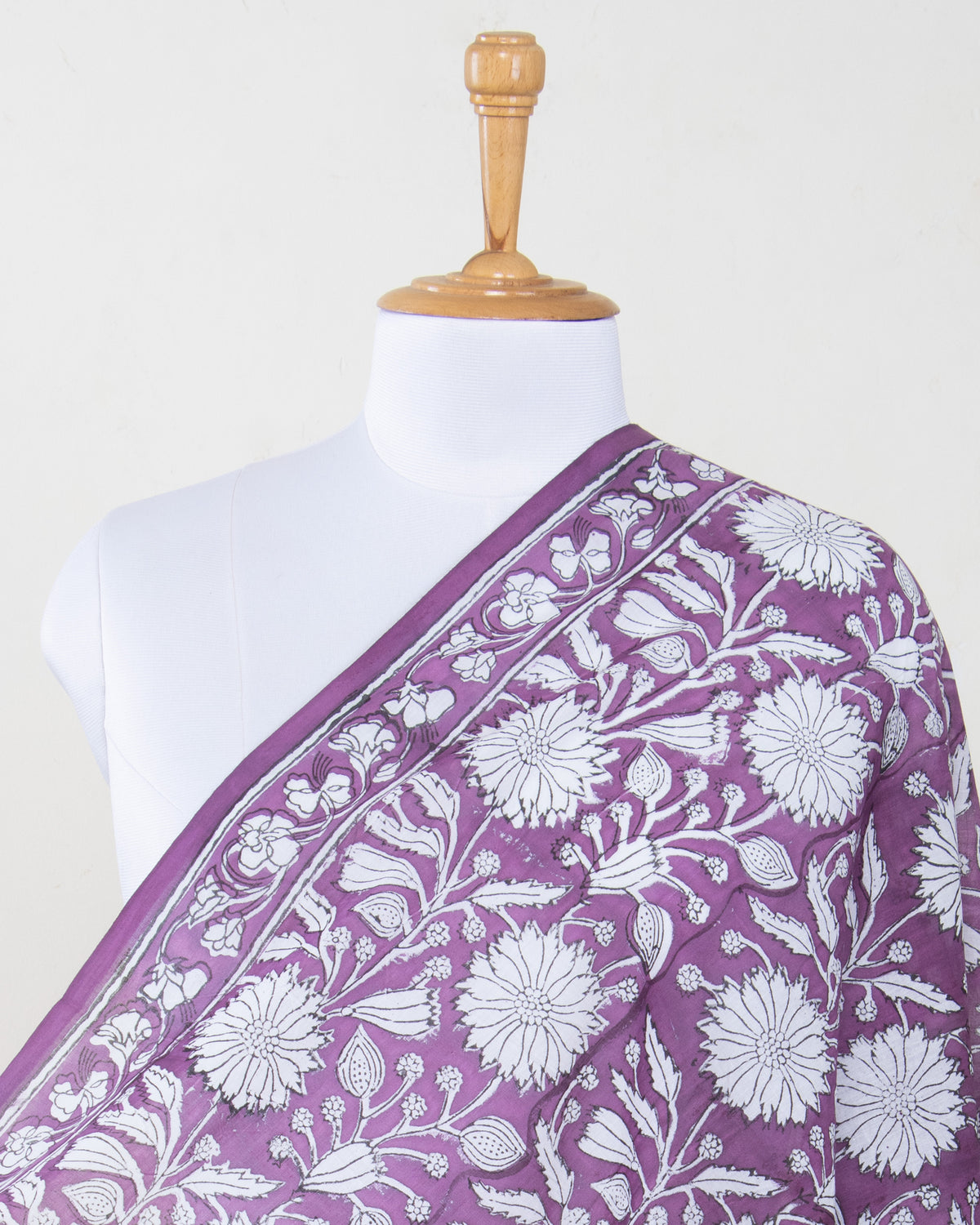 Purple Soft Breathable Cotton Block Floral Printed Sarong Wrap For Women