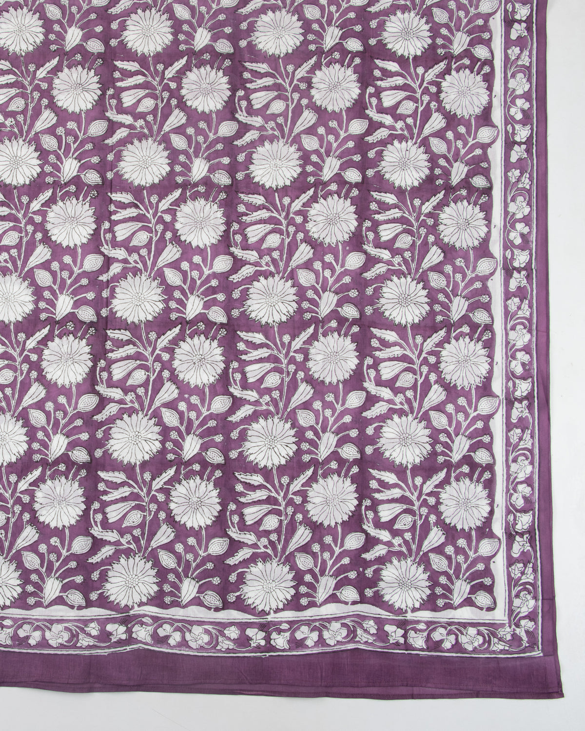 Purple Soft Breathable Cotton Block Floral Printed Sarong Wrap For Women