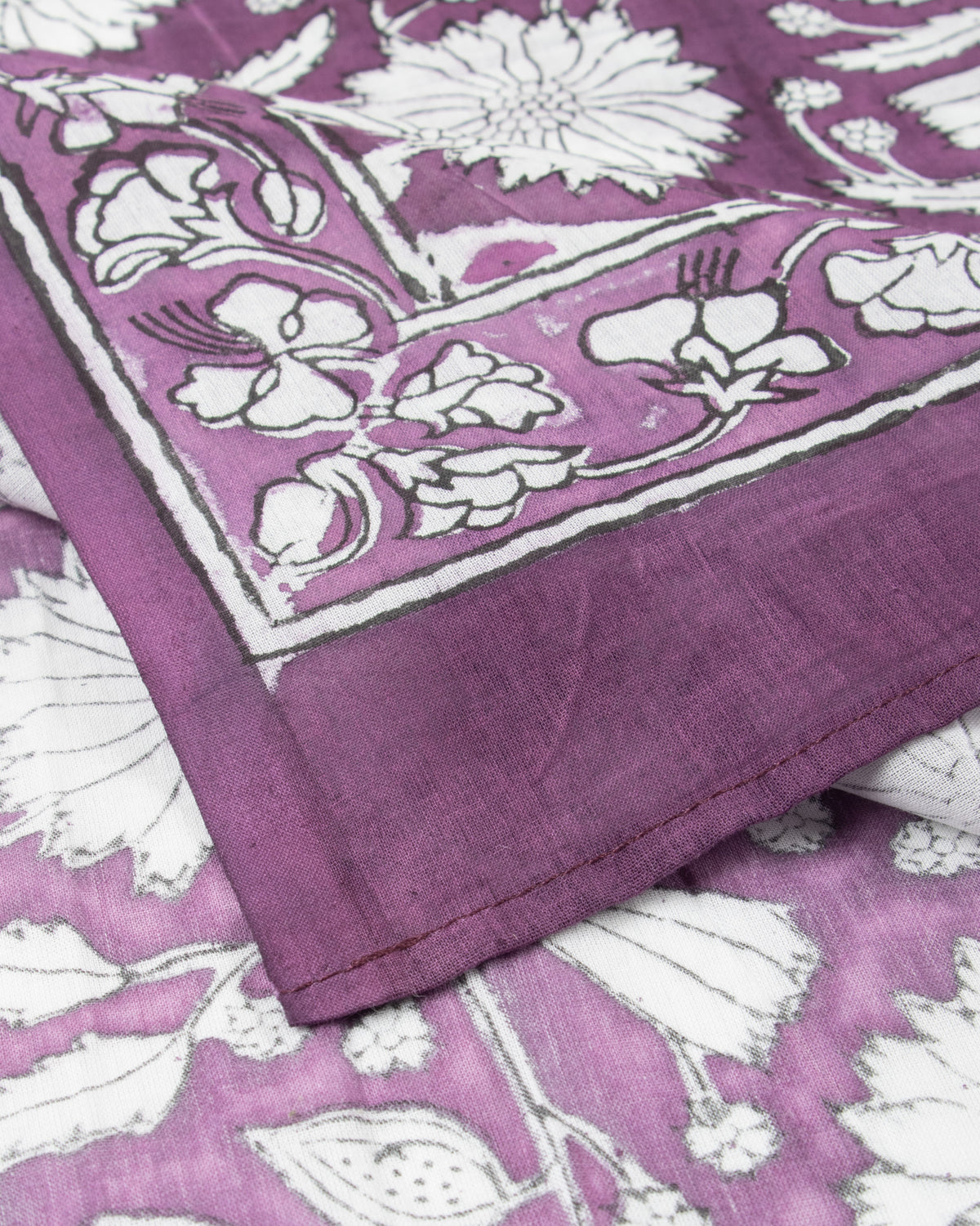 Purple Soft Breathable Cotton Block Floral Printed Sarong Wrap For Women