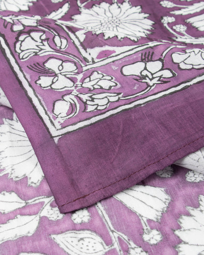 Purple Soft Breathable Cotton Block Floral Printed Sarong Wrap For Women