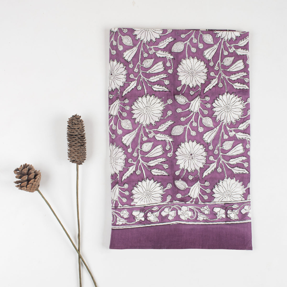 Purple Soft Breathable Cotton Block Floral Printed Sarong Wrap For Women