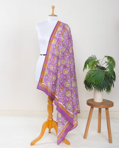 Handmade Floral Block Printed Cotton Outdoor Sarong Wrap For Ladies