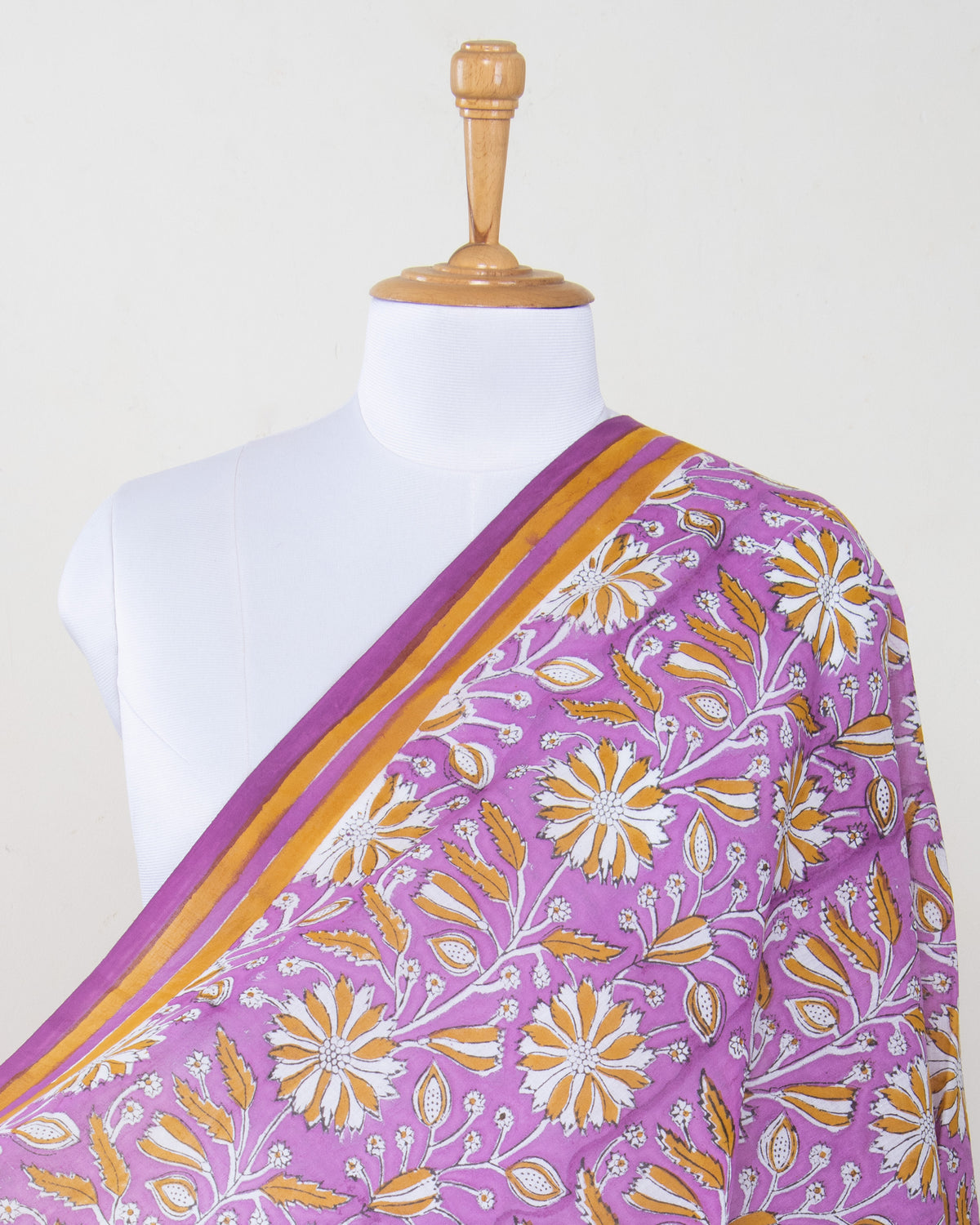 Handmade Floral Block Printed Cotton Outdoor Sarong Wrap For Ladies