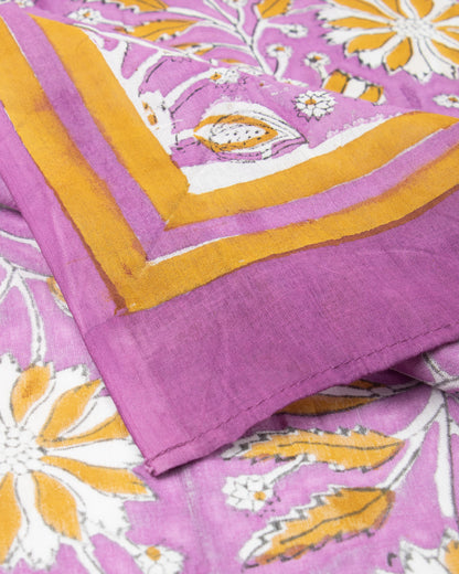 Handmade Floral Block Printed Cotton Outdoor Sarong Wrap For Ladies