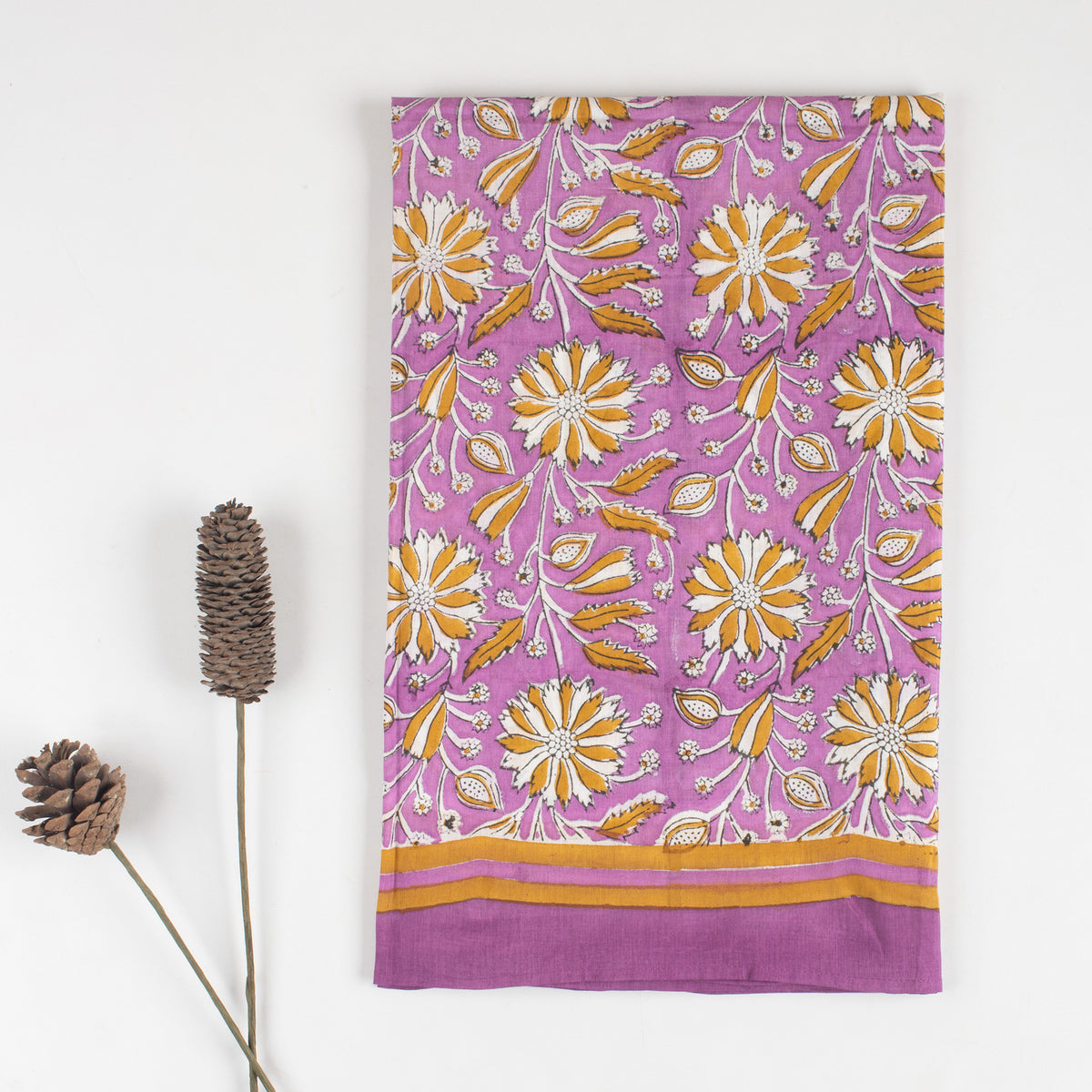 Handmade Floral Block Printed Cotton Outdoor Sarong Wrap For Ladies