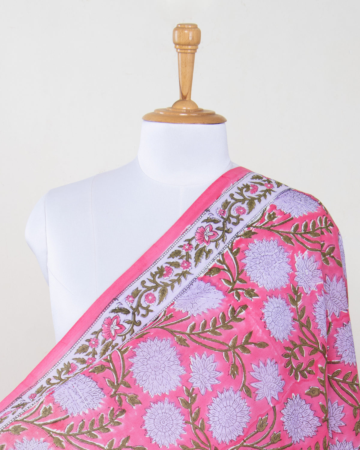 Pink Floral Cotton Handmade Beachwear For Women