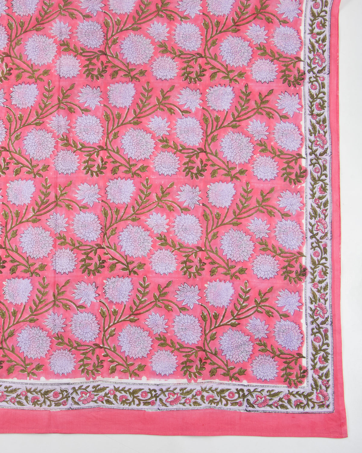 Pink Floral Cotton Handmade Beachwear For Women