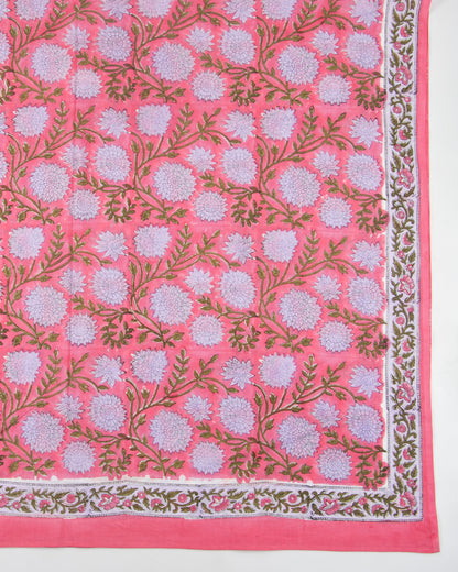 Pink Floral Cotton Handmade Beachwear For Women