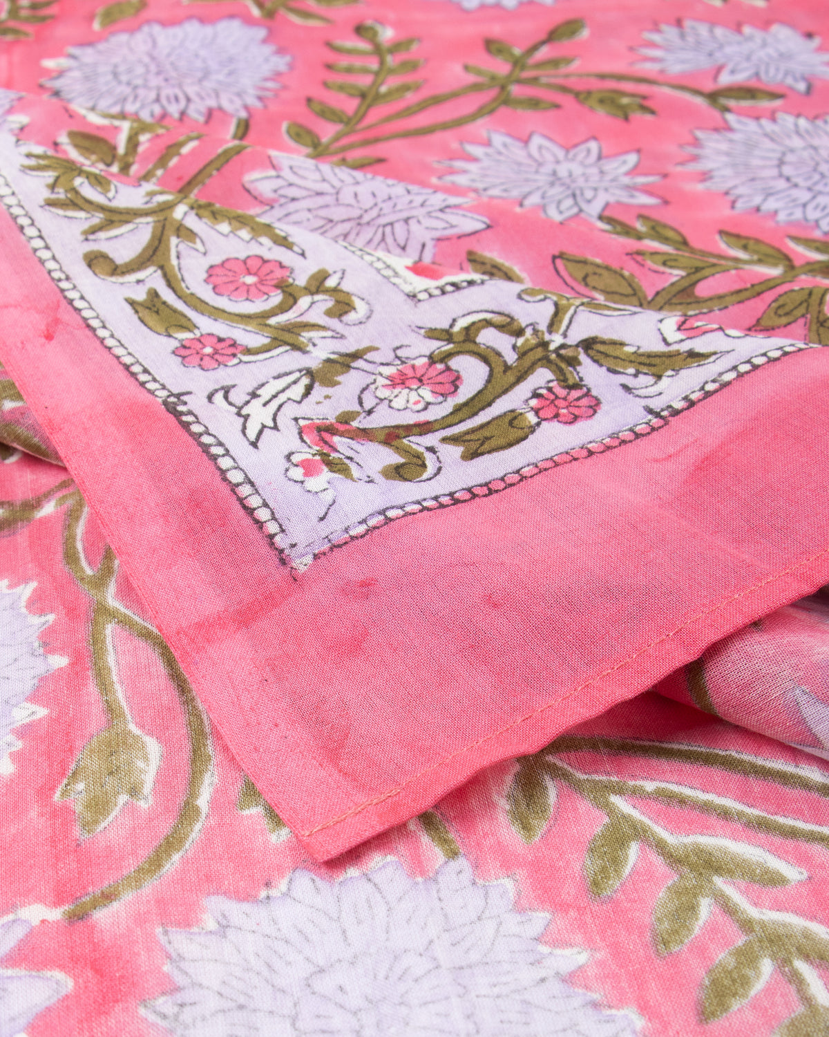 Pink Floral Cotton Handmade Beachwear For Women