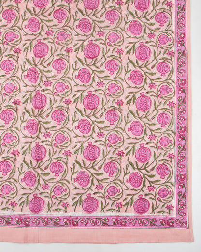Pink Floral Hand Block Printed Cotton Sarong For Women