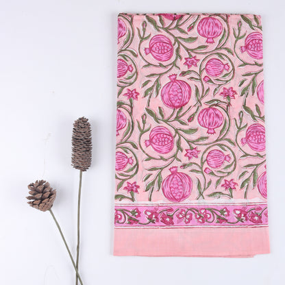 Pink Floral Hand Block Printed Cotton Sarong For Women