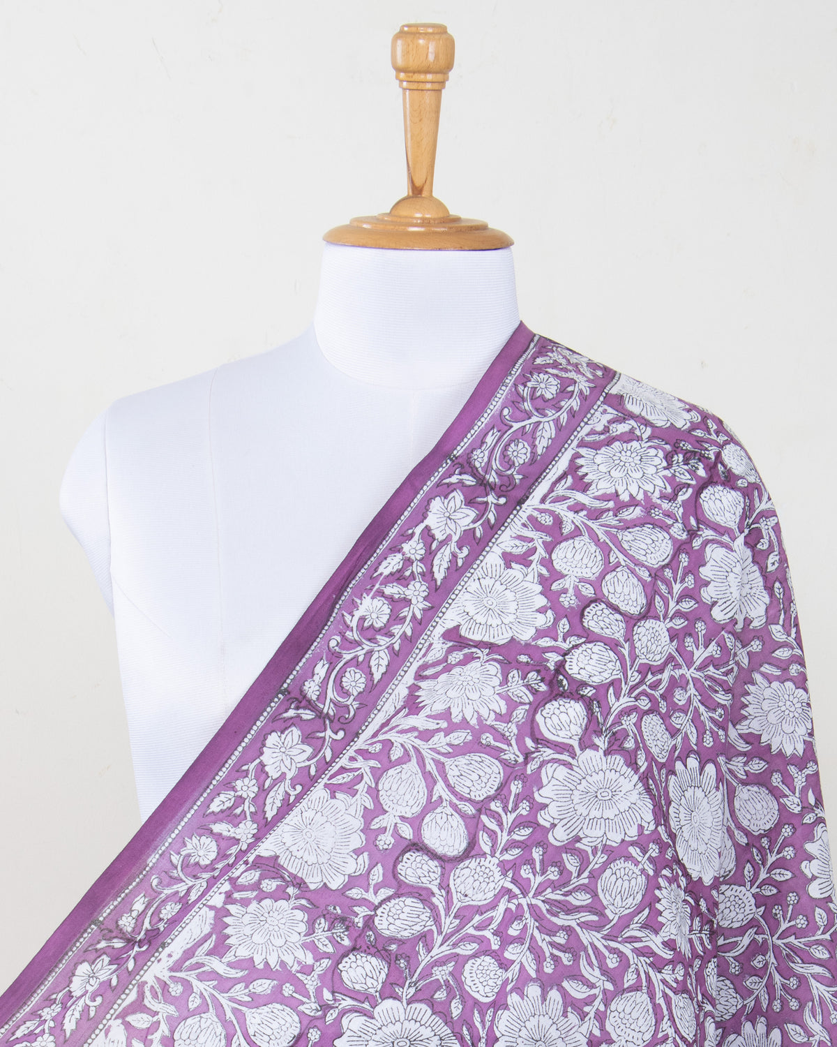 Purple Cotton Hand Block Floral Printed Beachwear For Ladies