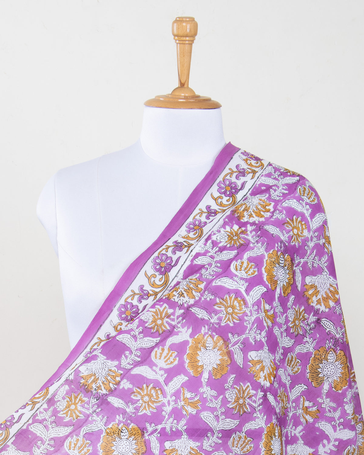 Women’s Purple Floral Printed Cotton Sarong with Border