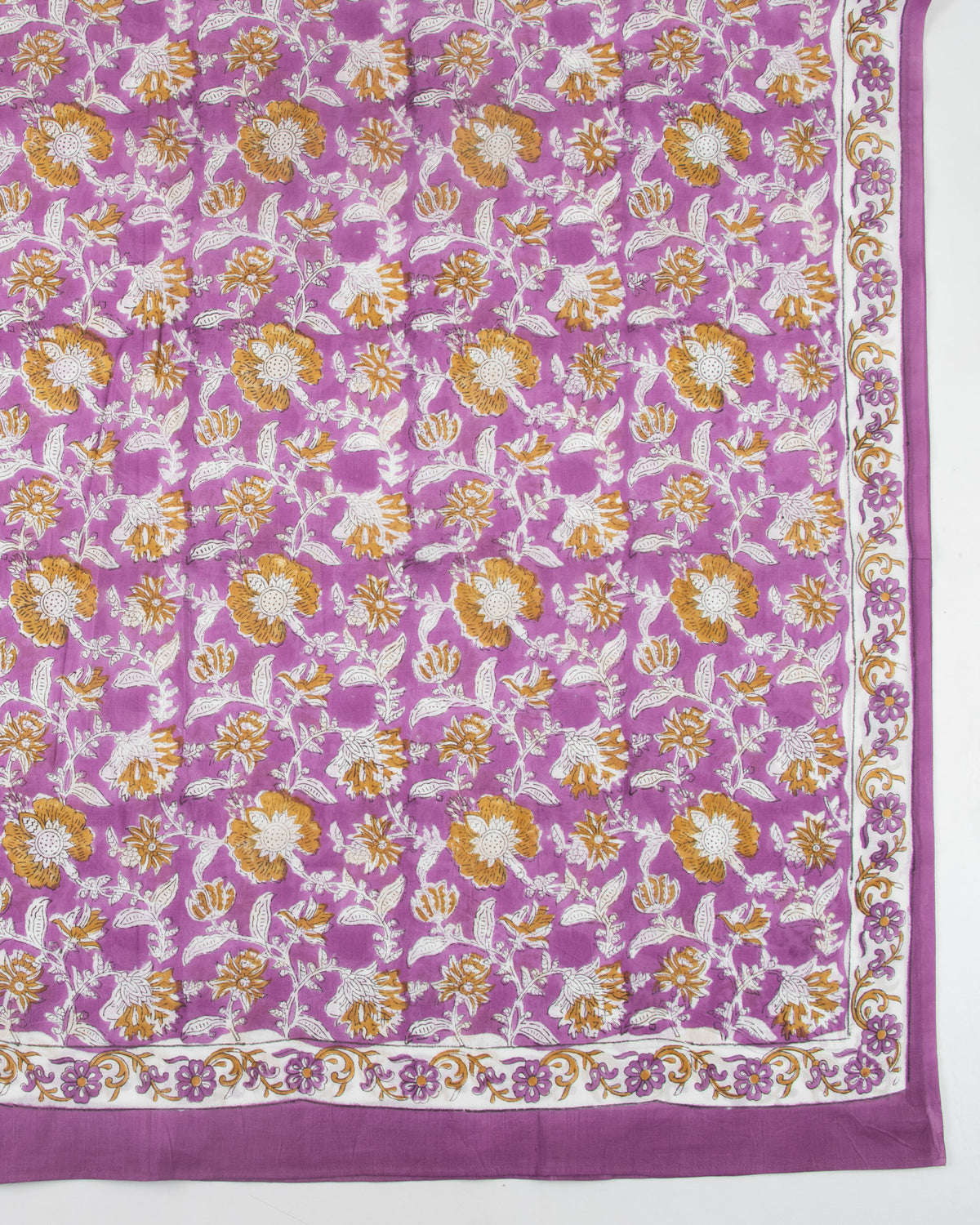 Women’s Purple Floral Printed Cotton Sarong with Border