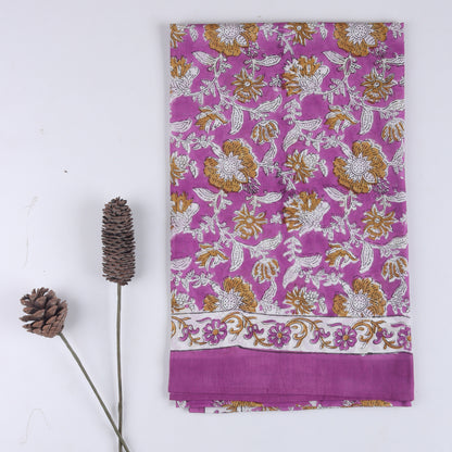 Women’s Purple Floral Printed Cotton Sarong with Border