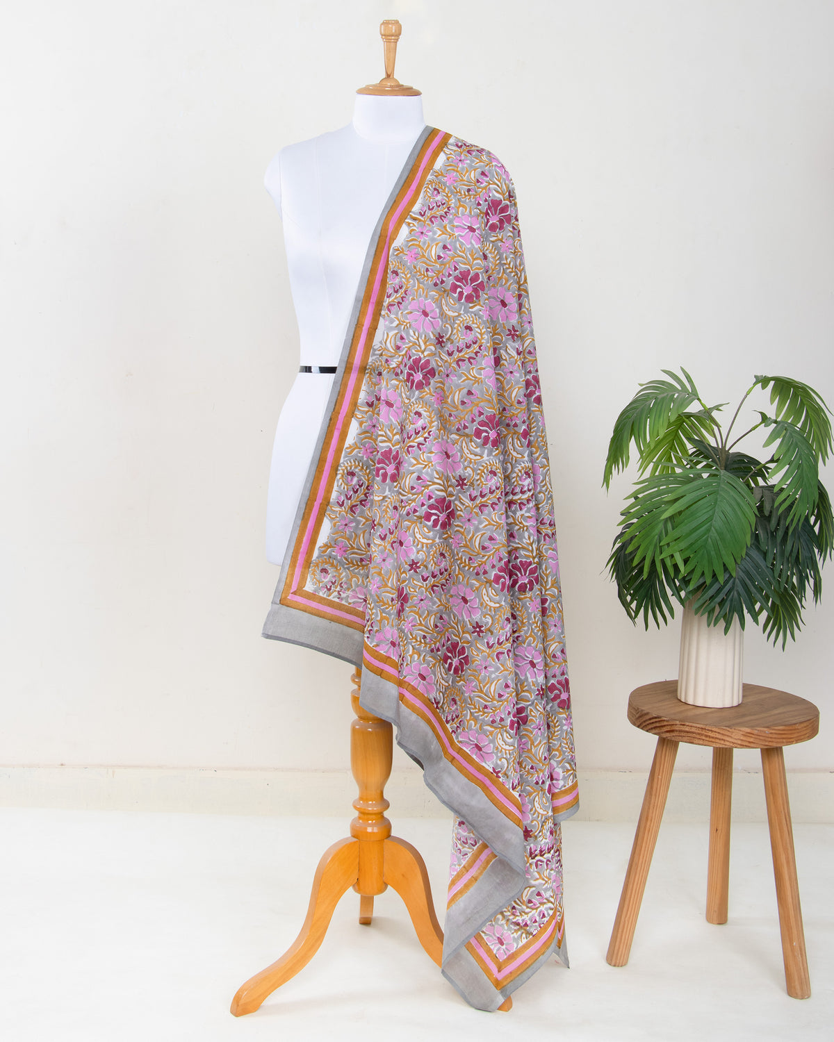 Pink Floral Printed Wrap Sarong For Women with Decorative Border